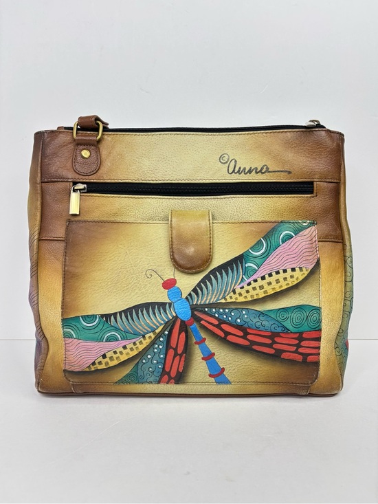 Anuschka Handbags - Anna Anuschka Painted Leather Dragonflies Colorful Artisan Shoulder Bag